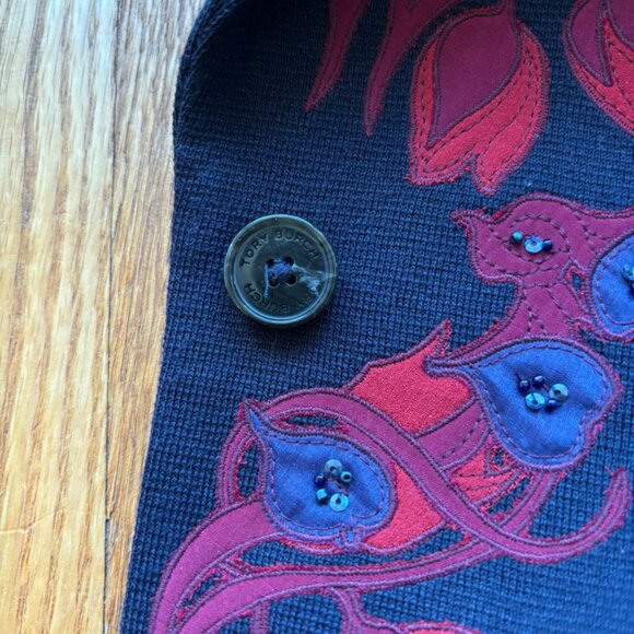 Tory Burch Lisanne Blue and Red Embroidered Blazer - Picture 10 of 12